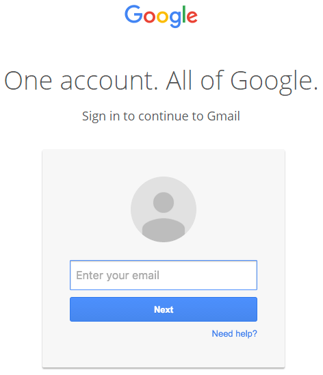 Google login screen