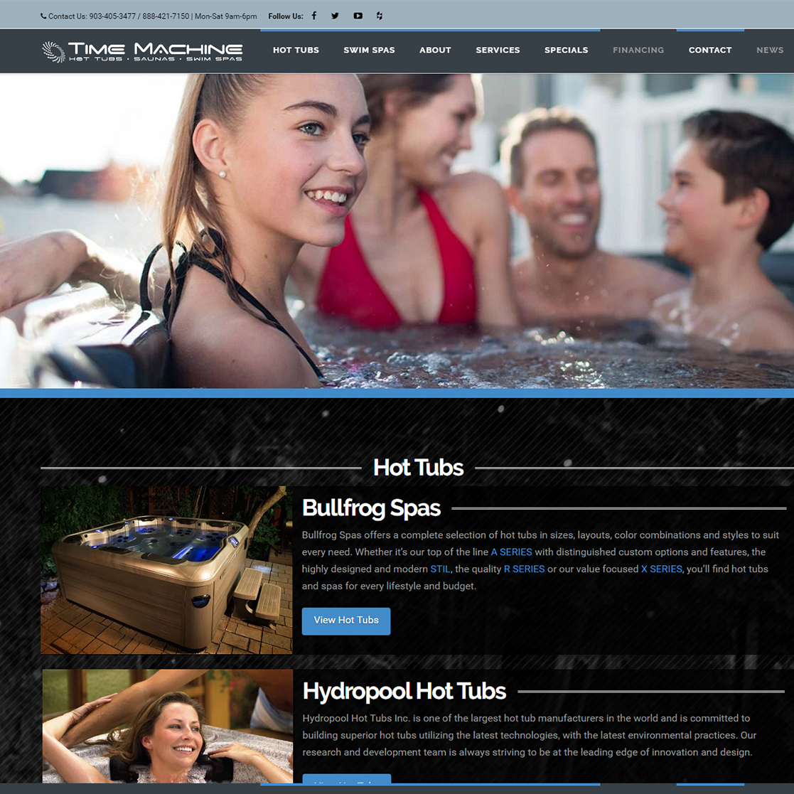 Time Machine Hot Tubs - Longview, Texas web design
